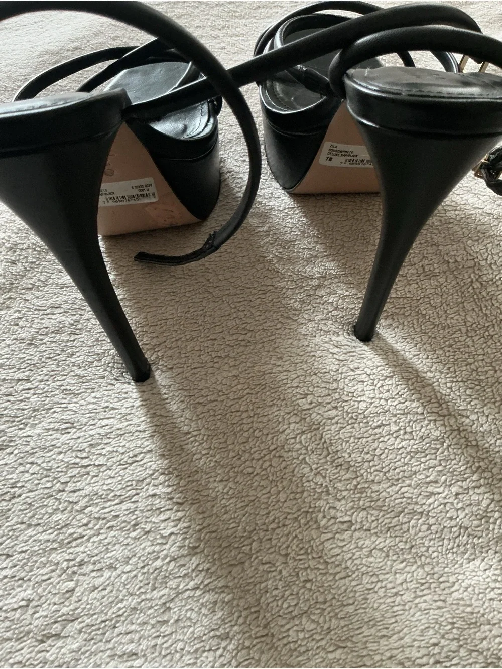 SCHUTZ Zila Black Strappy Ankle-Wrap High Heel Sandals